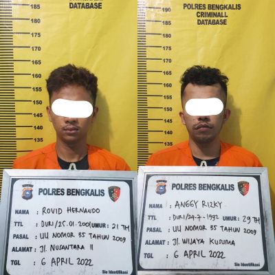 Diduga 2 Bandar Sabu di Duri Dijebloskan Polisi ke Sel Tahanan Polres Bengkalis