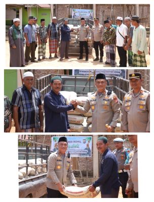 Kapolres Rokan Hilir Berikan Bantuan Bahan Bangunan, Alat Kebersihan  di Masjid Nurul Iman