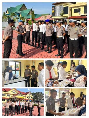 Seluruh Personel Polres Bengkalis hingga Polsek , Secara Serentak Melaksanakan Tes Urine