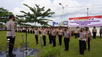 Upacara Korps Raport Kenaikan Pangkat Periode 1 Januari 2021 Personil Polres Pelalawan